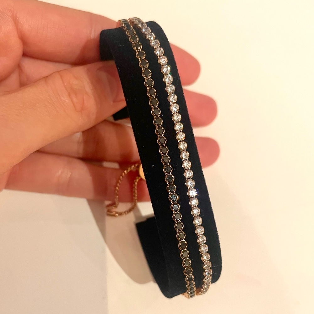 swarovski dual toned matrix bracelet in rose gold